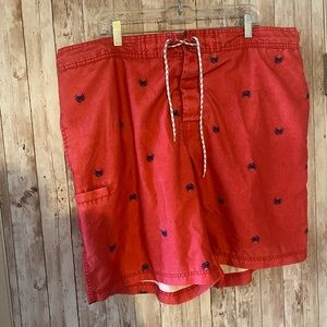 Foundry supply co. men's swim trunks red, crab pattern, size 2XL mesh lined